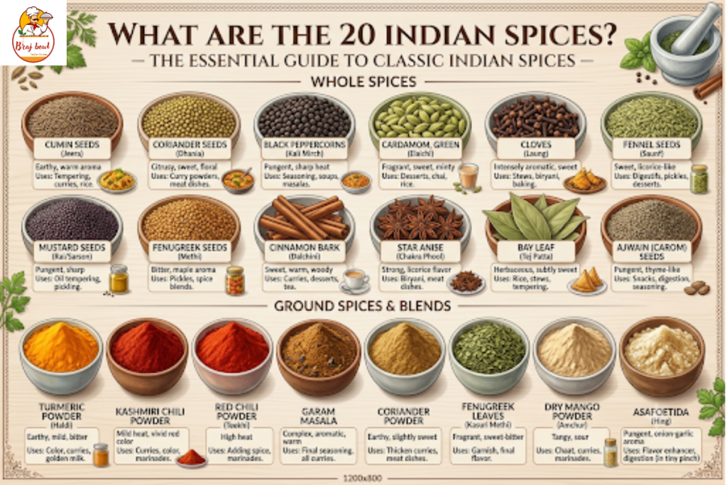 What are the 20 Indian spices?